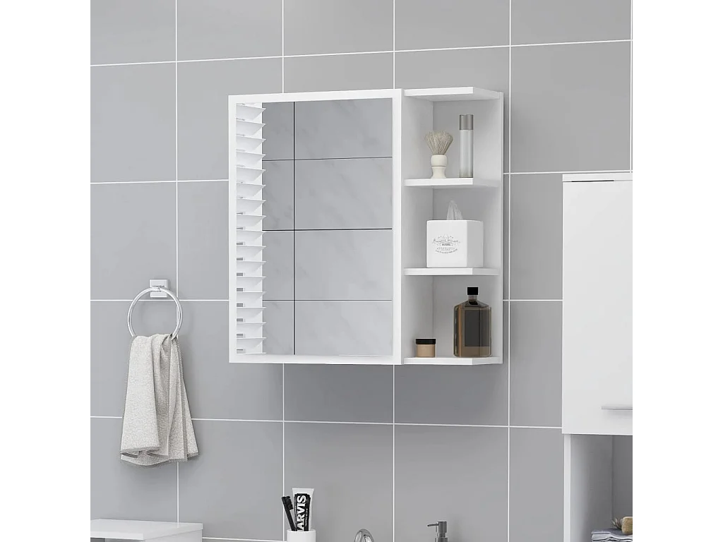 Armoire à miroir de salle de bain Blanc Bois d’ingénierie FR43299