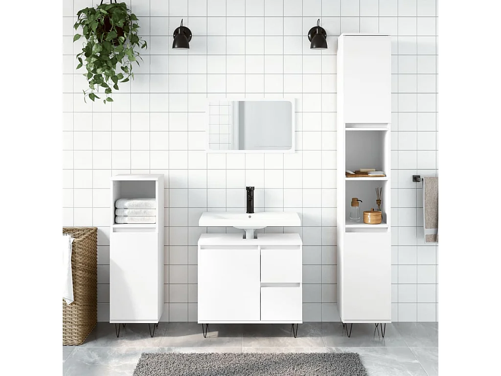 Armoire de salle de bain blanc 65x33x60 cm bois d'ingénierie FR79118