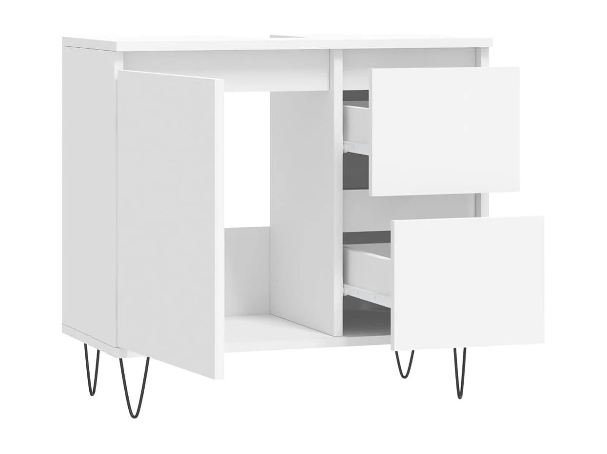 Armoire de salle de bain blanc 65x33x60 cm bois d'ingénierie FR79118