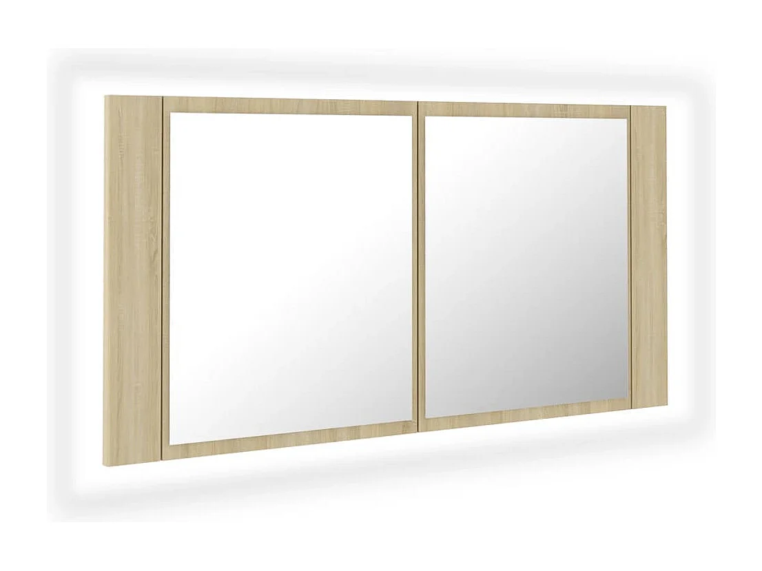 Armoire à miroir à LED de bain Chêne sonoma 90x12x45 Acrylique FR69635
