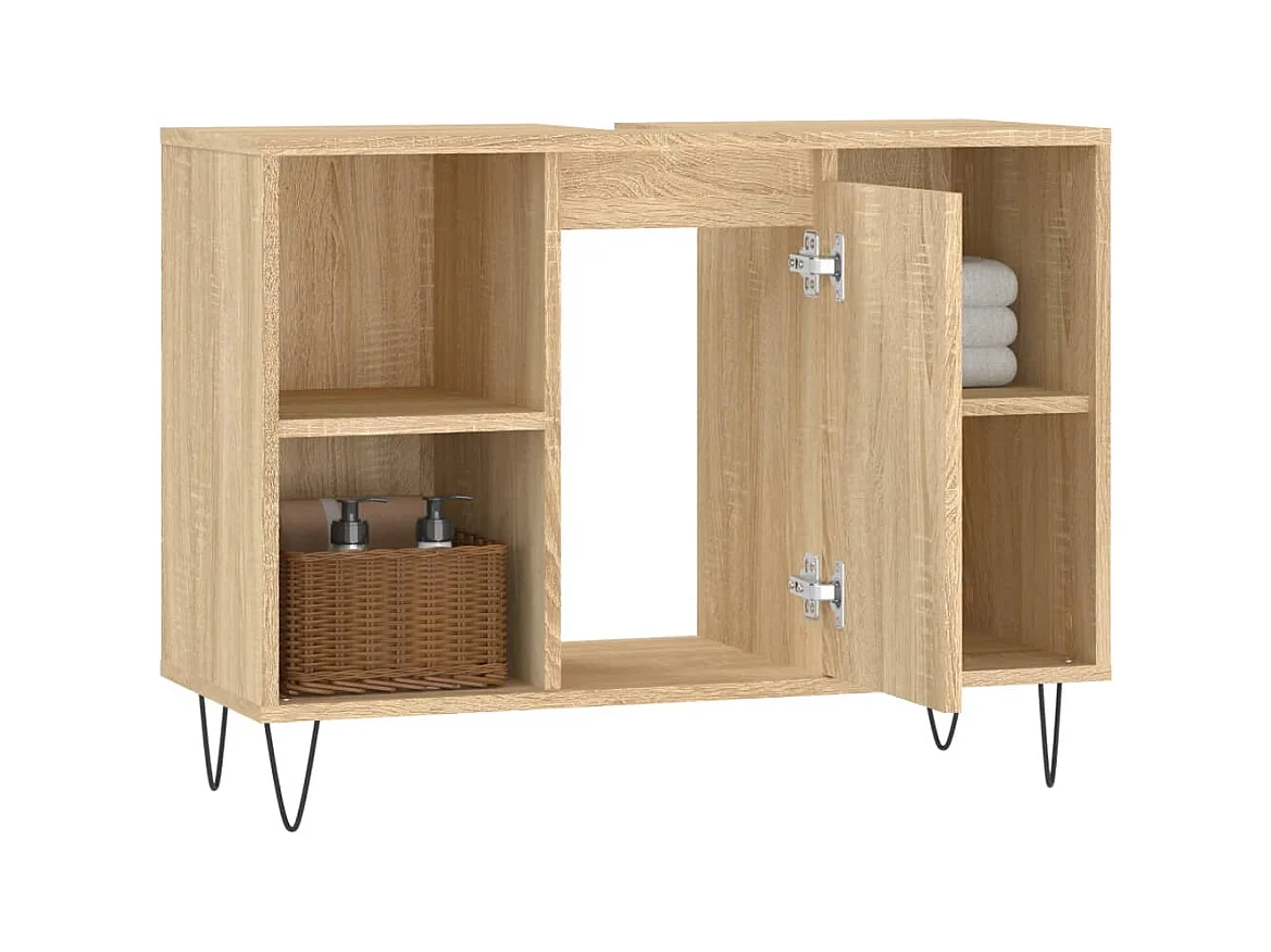 Armoire salle de bain chêne sonoma 80x33x60cm bois d'ingénierie FR14970