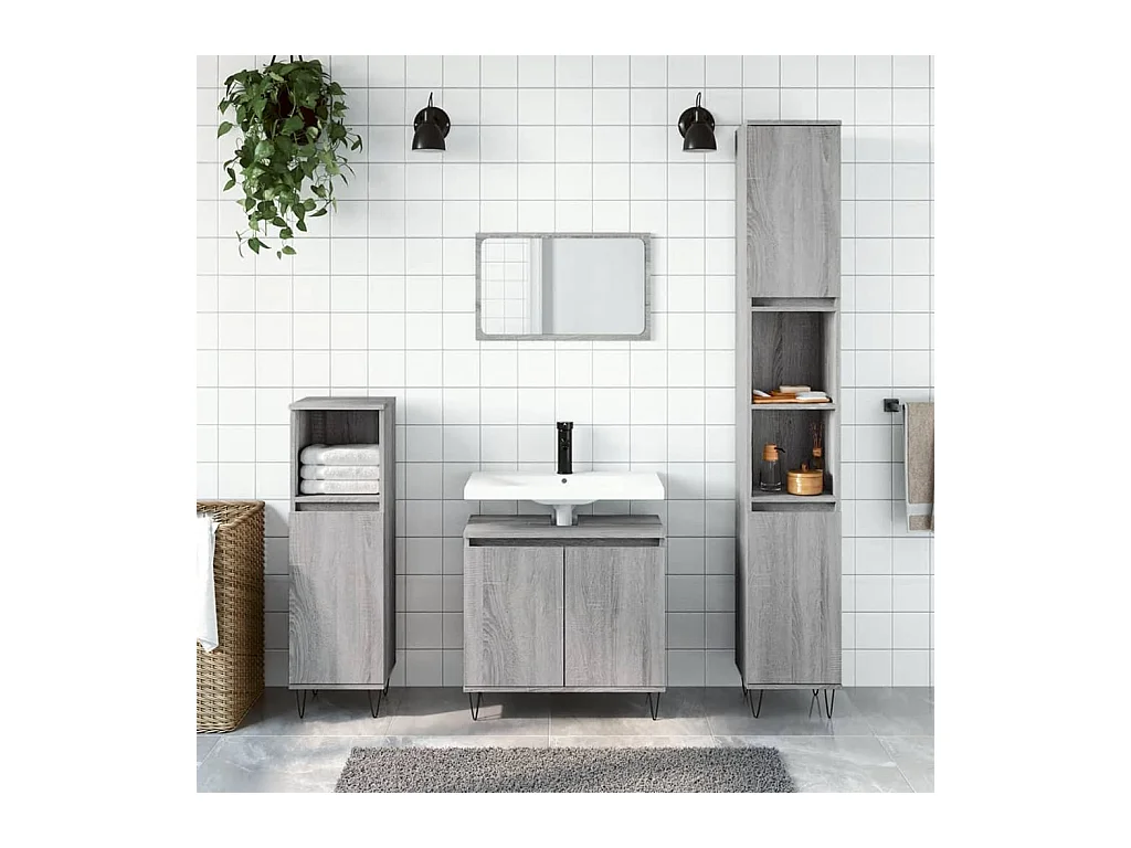 Armoire de bain sonoma gris 58x33x60 cm bois d'ingénierie FR75239