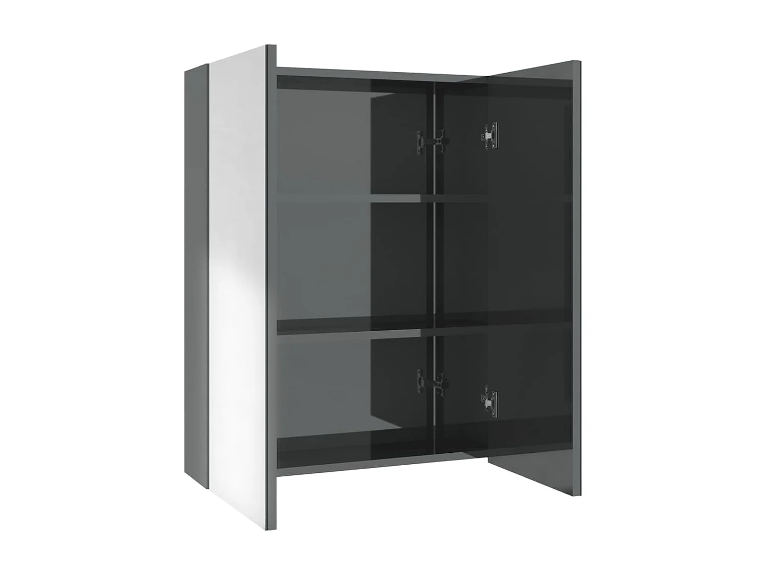 Armario de espejo de baño MDF gris brillante 60x15x75 cm ES263120