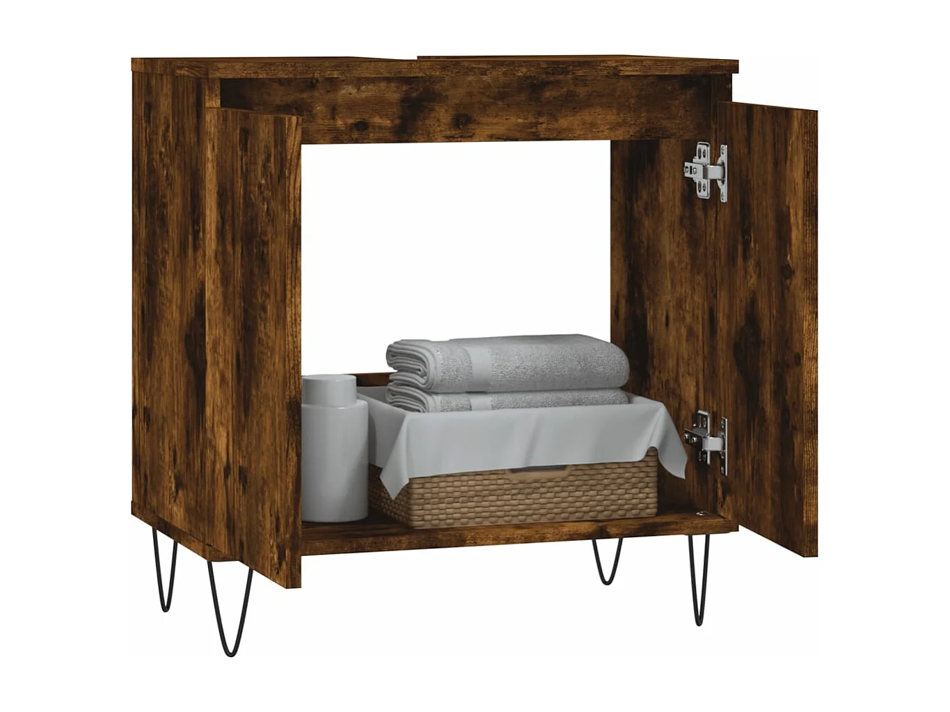 Badkamerkast 58x33x60 cm bewerkt hout gerookt eikenkleurig BE941091