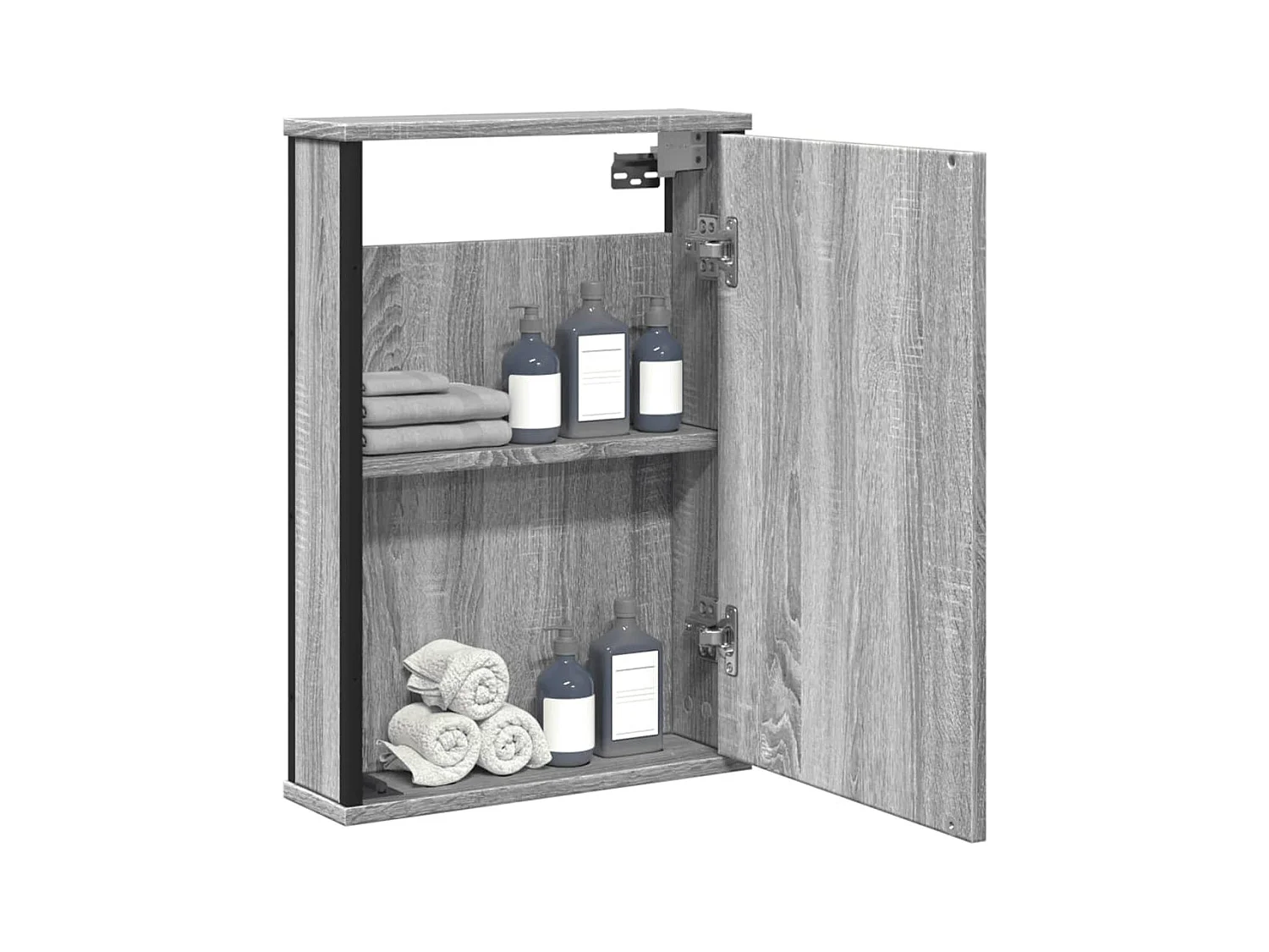 Armario con espejo de baño madera gris Sonoma 42x12x60 cm ES183056