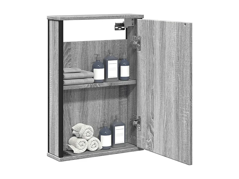 Badkamerspiegelkast 42x12x60 cm bewerkt hout grijs sonoma eiken BE897378