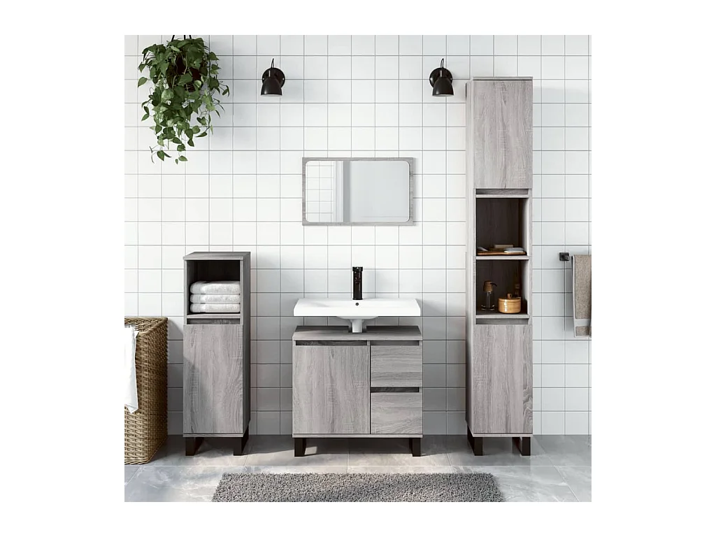 Armoire de bain sonoma gris 65x33x60 cm bois d'ingénierie FR30605