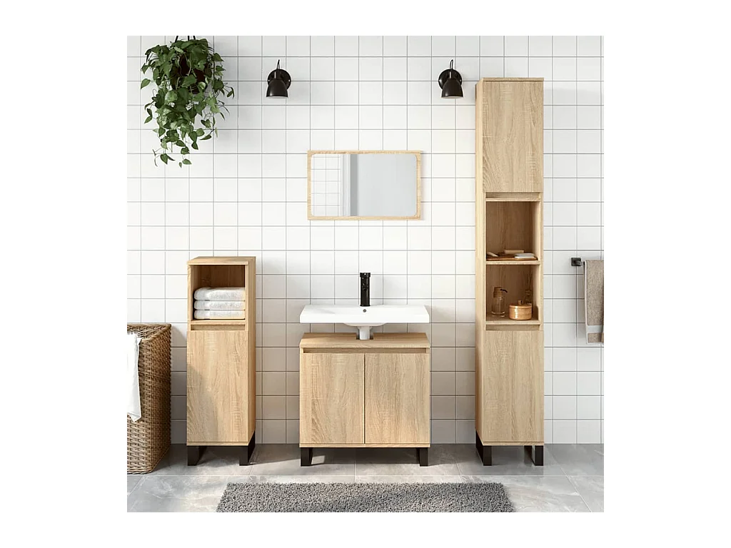 Armoire de bain chêne sonoma 58x33x60 cm bois d'ingénierie FR95974