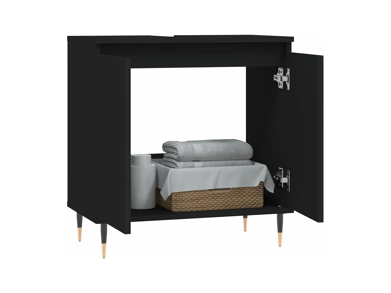 Armoire de salle de bain noir 58x33x60 cm bois d'ingénierie FR33510