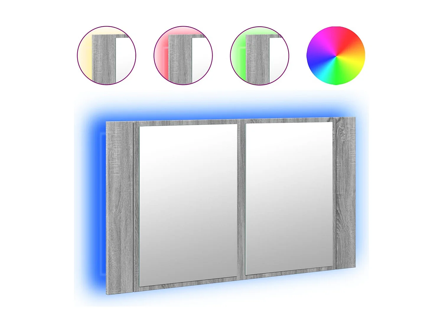 Armoire de salle de bain à miroir LED sonoma gris 80x12x45 cm FR98450