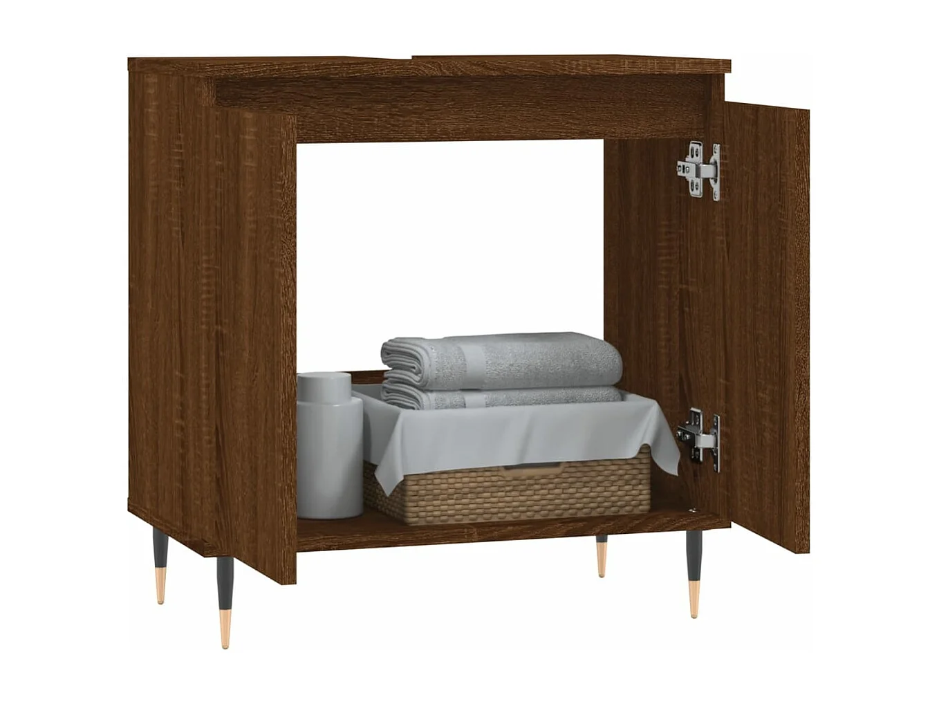 Armoire de bain chêne marron 58x33x60 cm bois d'ingénierie FR65828