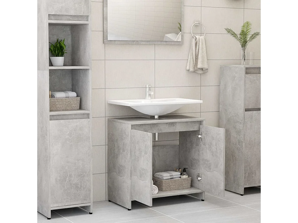 Armoire de salle de bain Gris béton 60x33x61 cm Aggloméré FR63254
