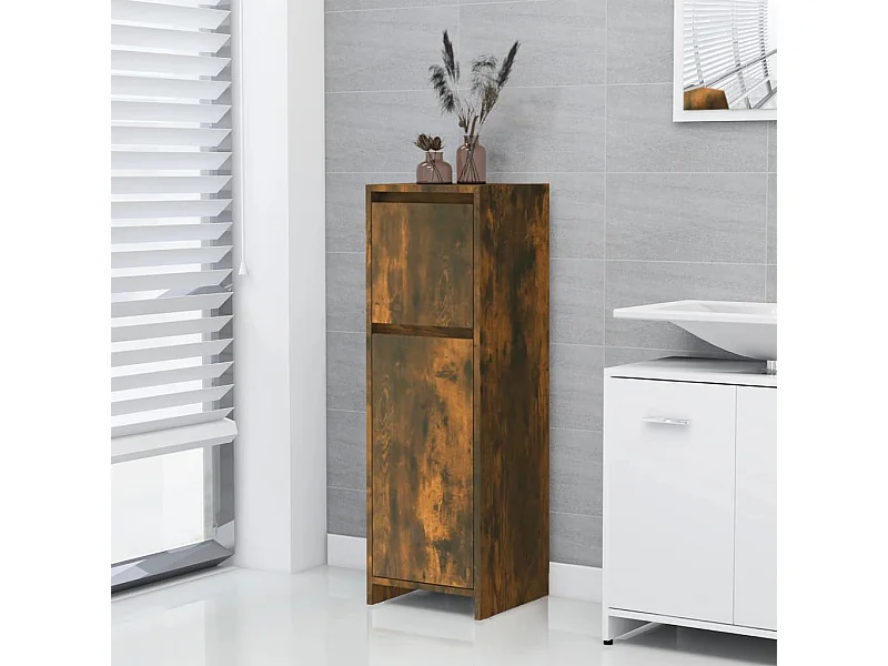 Armoire de bain Chêne fumé 30x30x95 cm Bois d'ingénierie FR55863