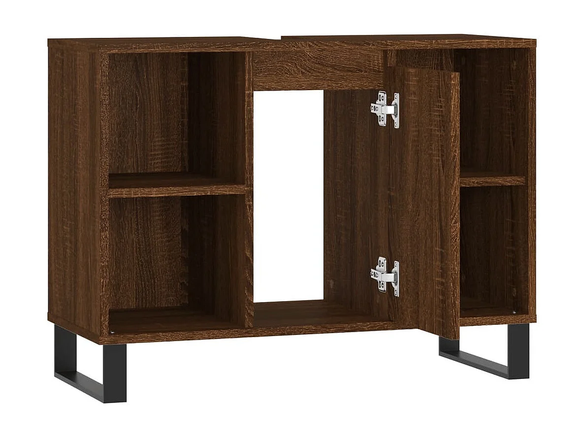 Armoire salle de bain chêne marron 80x33x60cm bois d'ingénierie FR54161