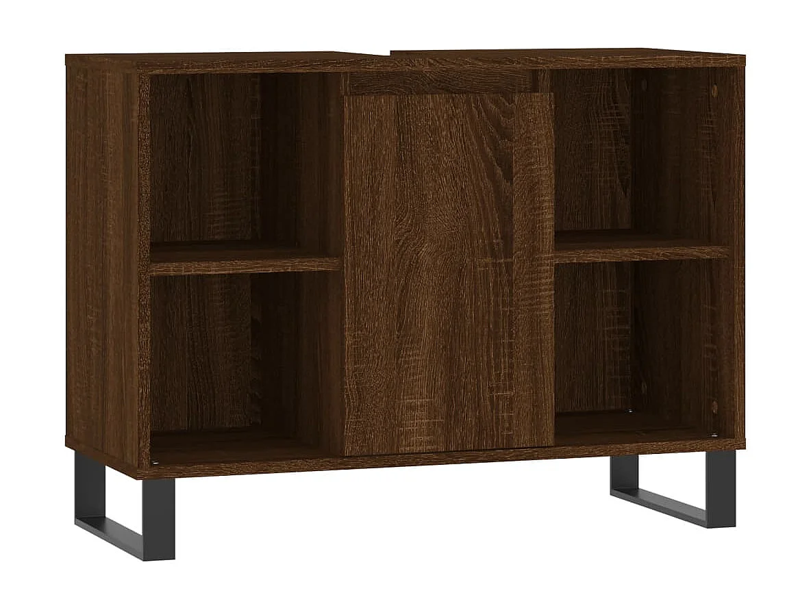 Badkamerkast 80x33x60 cm bewerkt hout bruin eikenkleur BE676472