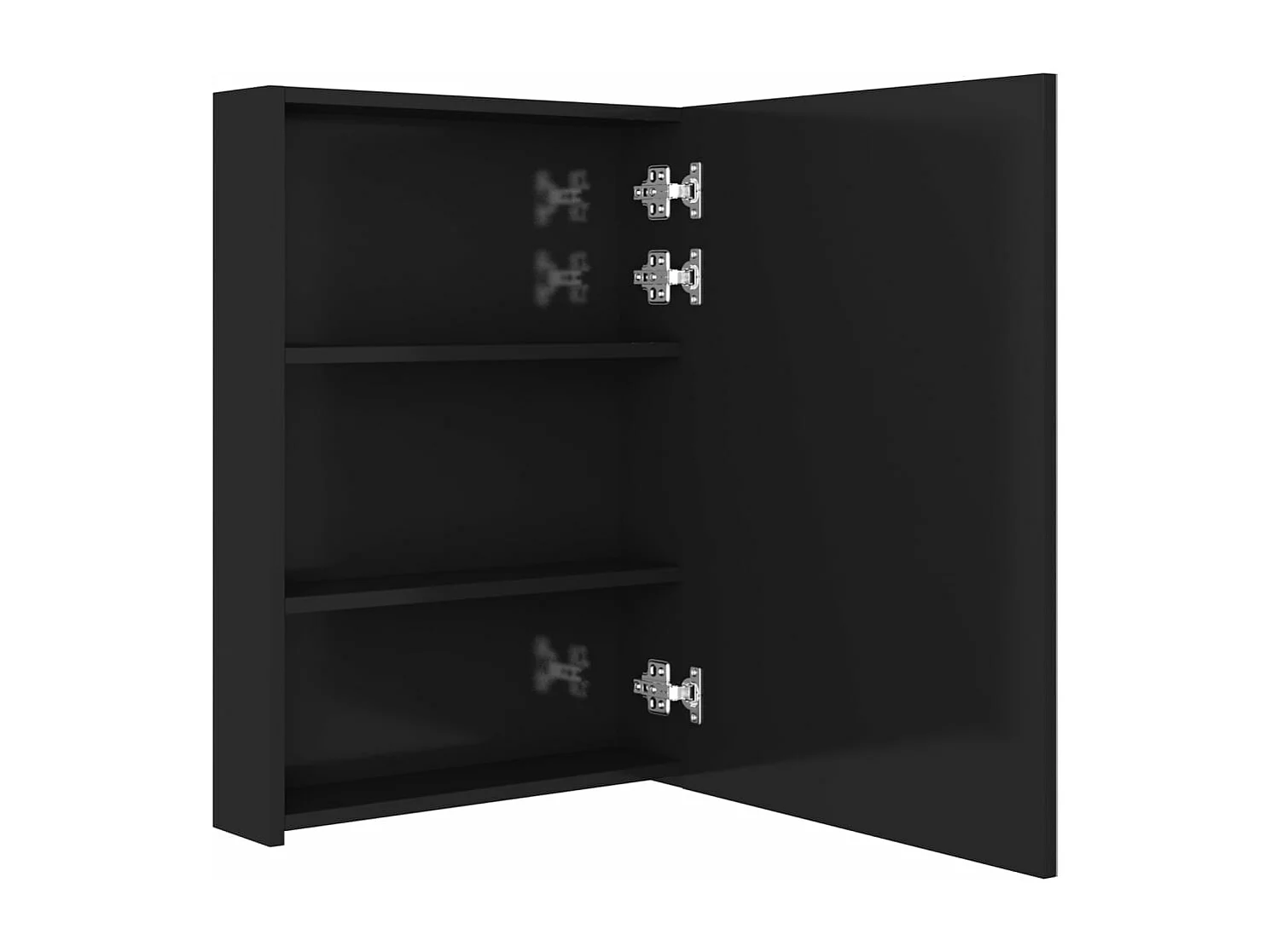 Armário espelhado casa de banho LED 50x13x70cm preto brilhante PT155203