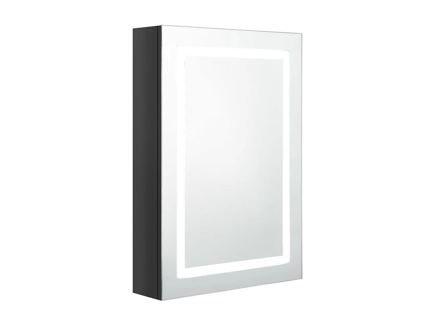 Armoire de salle de bain à miroir LED noir brillant 50x13x70 cm FR80046