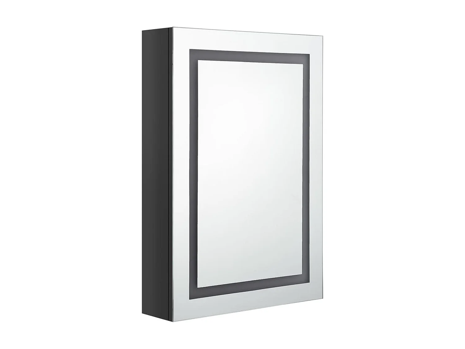 Armoire de salle de bain à miroir LED noir brillant 50x13x70 cm FR80046