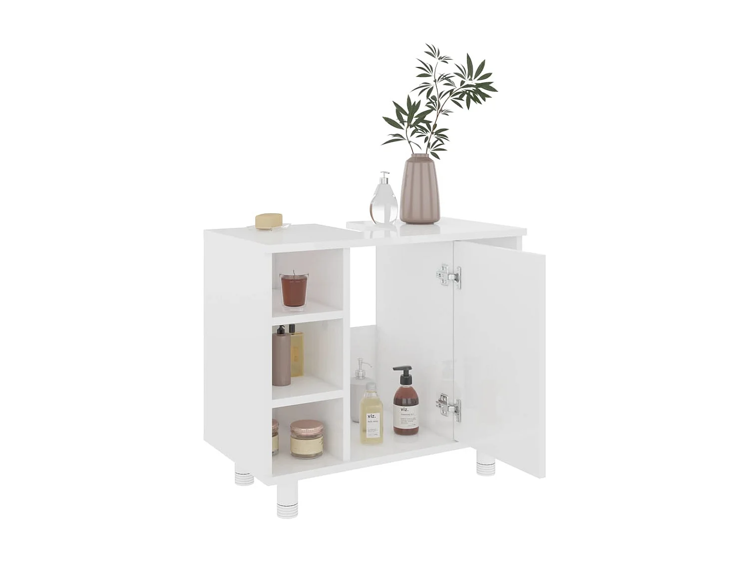 Armário casa de banho 60x32x53,5 cm contrapl. branco brilhante PT429258