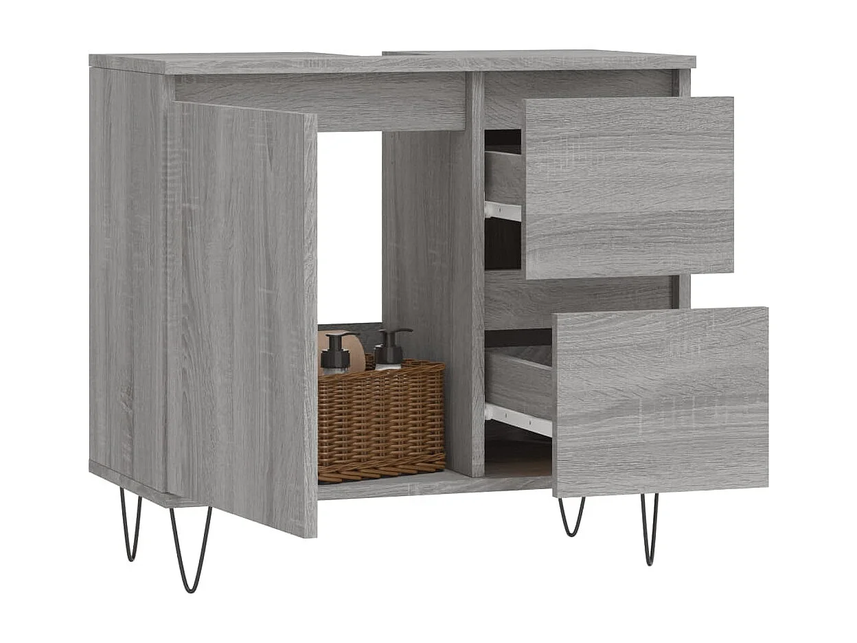 Armoire de bain sonoma gris 65x33x60 cm bois d'ingénierie FR44381