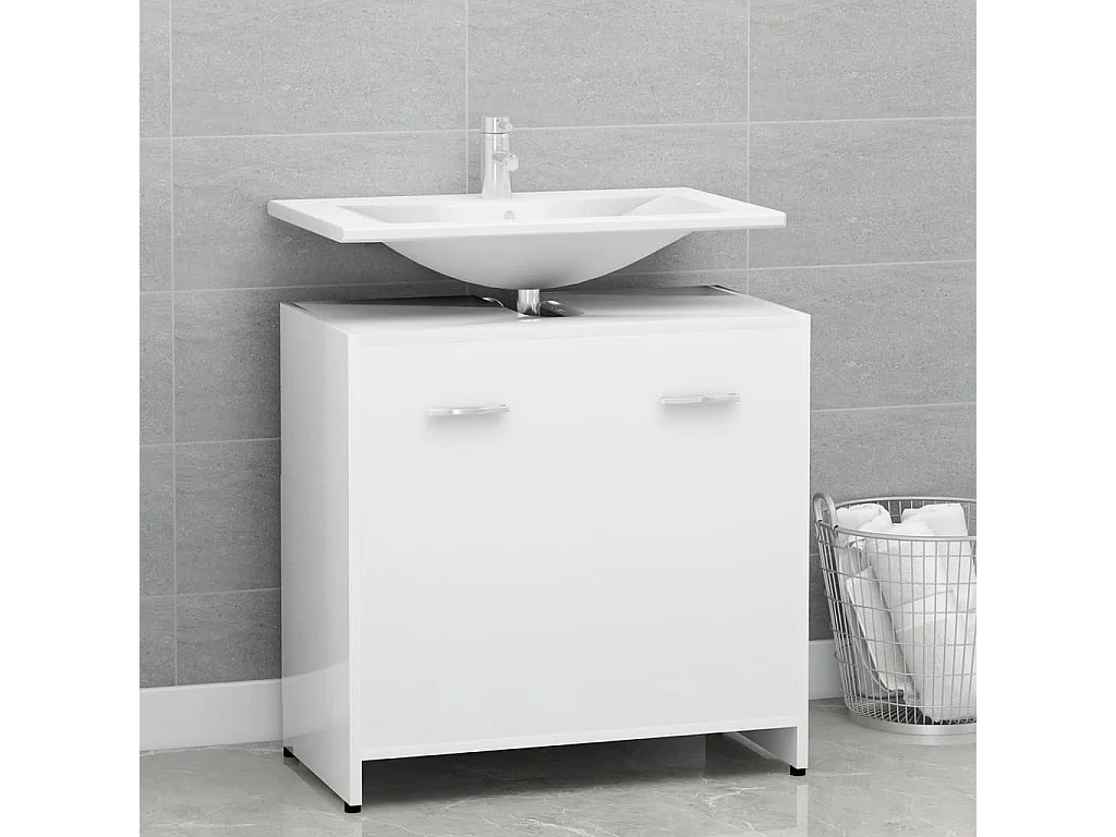 Badkamerkast 60x33x61 cm bewerkt hout wit BE996139