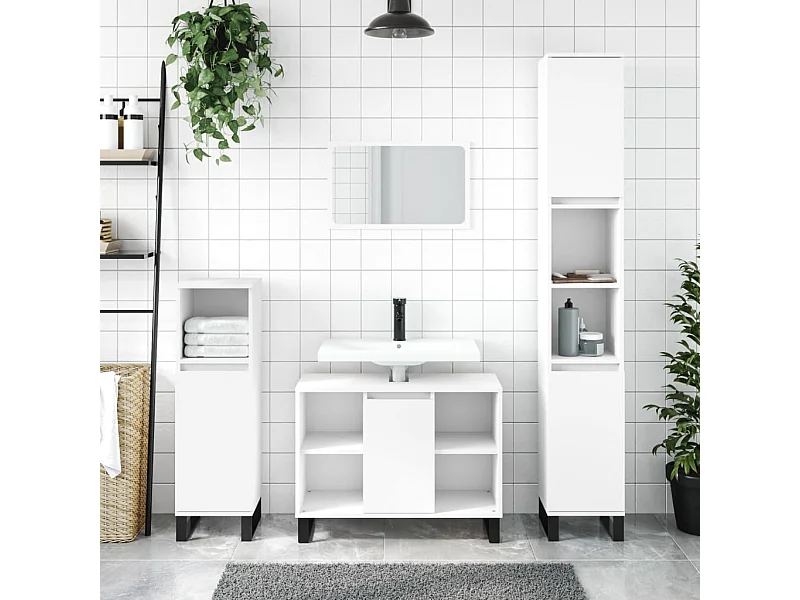 Mueble de baño madera de ingeniería blanco 80x33x60 cm ES845101