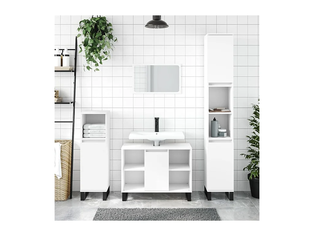 Armoire de salle de bain blanc 80x33x60 cm bois d'ingénierie FR46192