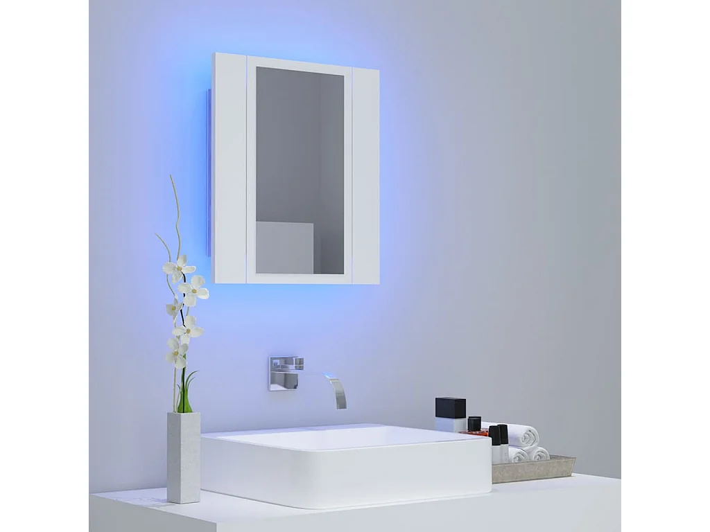 Armoire salle de bain à miroir LED Blanc 40x12x45 cm Acrylique FR14253