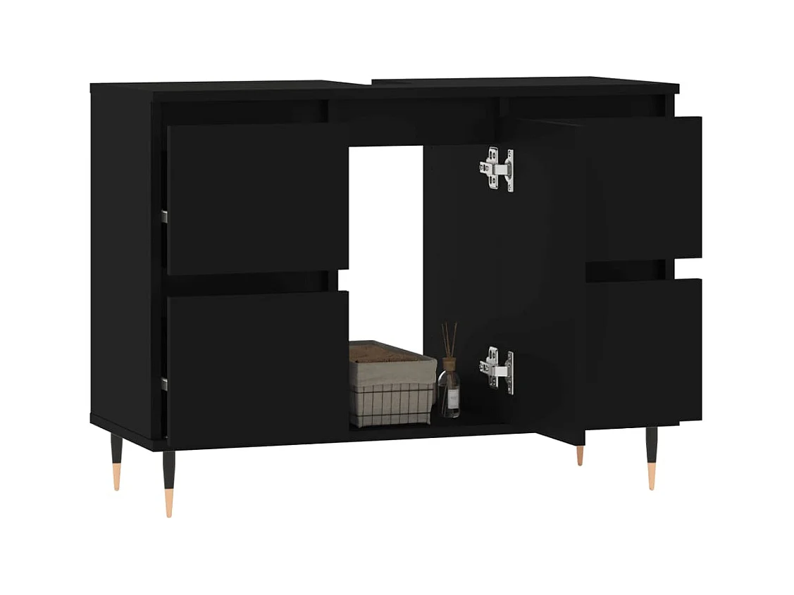 Armoire de salle de bain noir 80x33x60 cm bois d'ingénierie FR38670