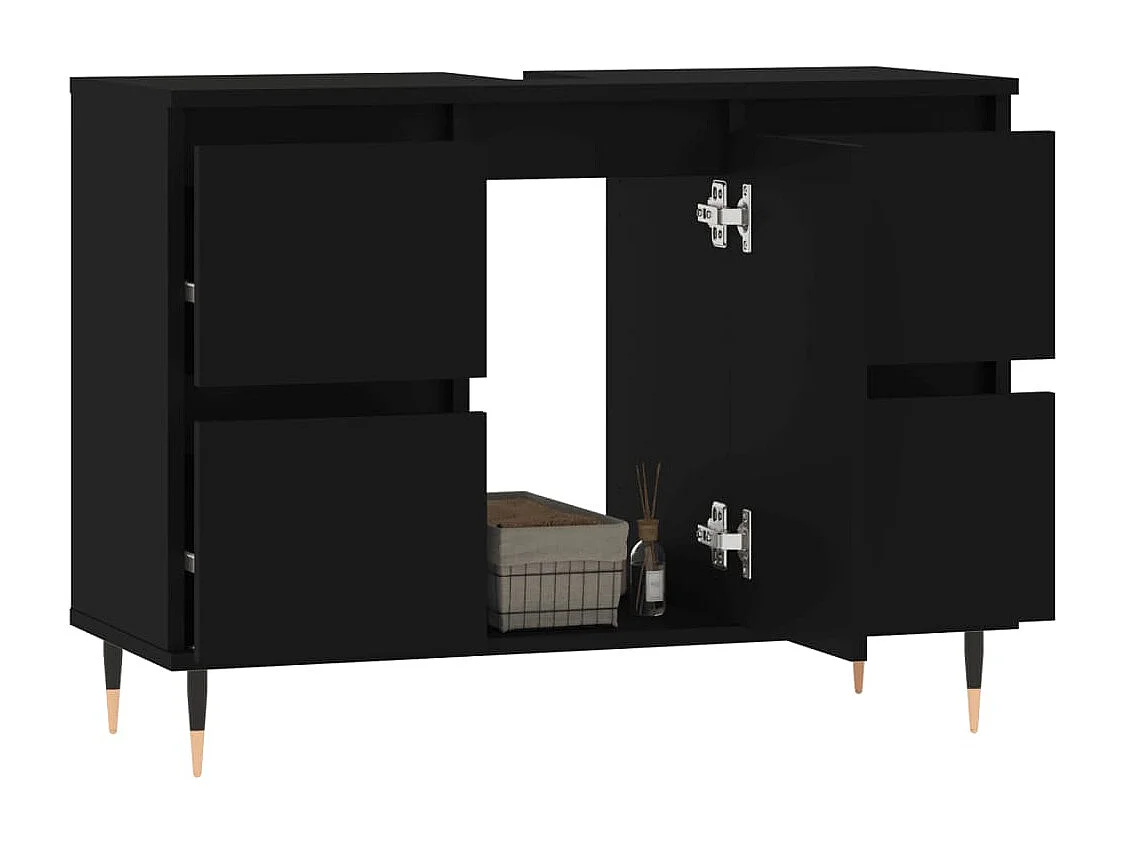 Armoire de salle de bain noir 80x33x60 cm bois d'ingénierie FR38670