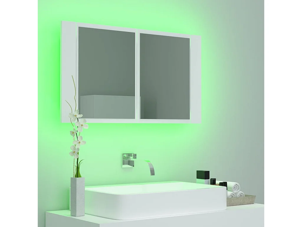 Armoire salle de bain à miroir LED Blanc 80x12x45 cm Acrylique FR73817