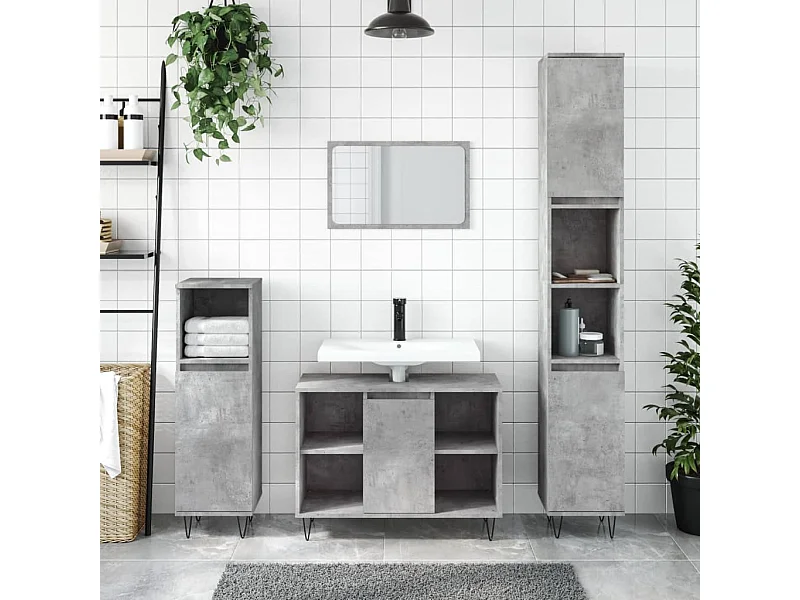 Mueble de baño madera de ingeniería gris hormigón 80x33x60 cm ES981689