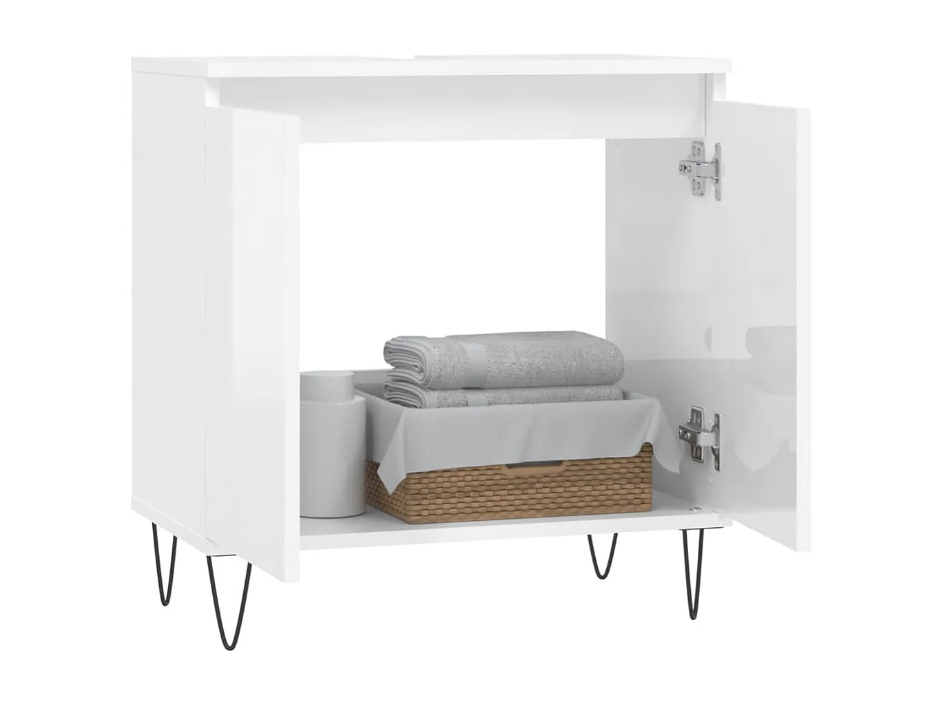 Armoire de bain blanc brillant 58x33x60 cm bois d'ingénierie FR34270