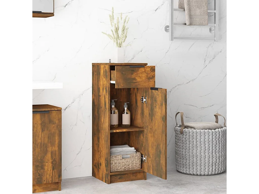 Armoire de bain Chêne fumé 32x34x90 cm Bois d'ingénierie FR26406