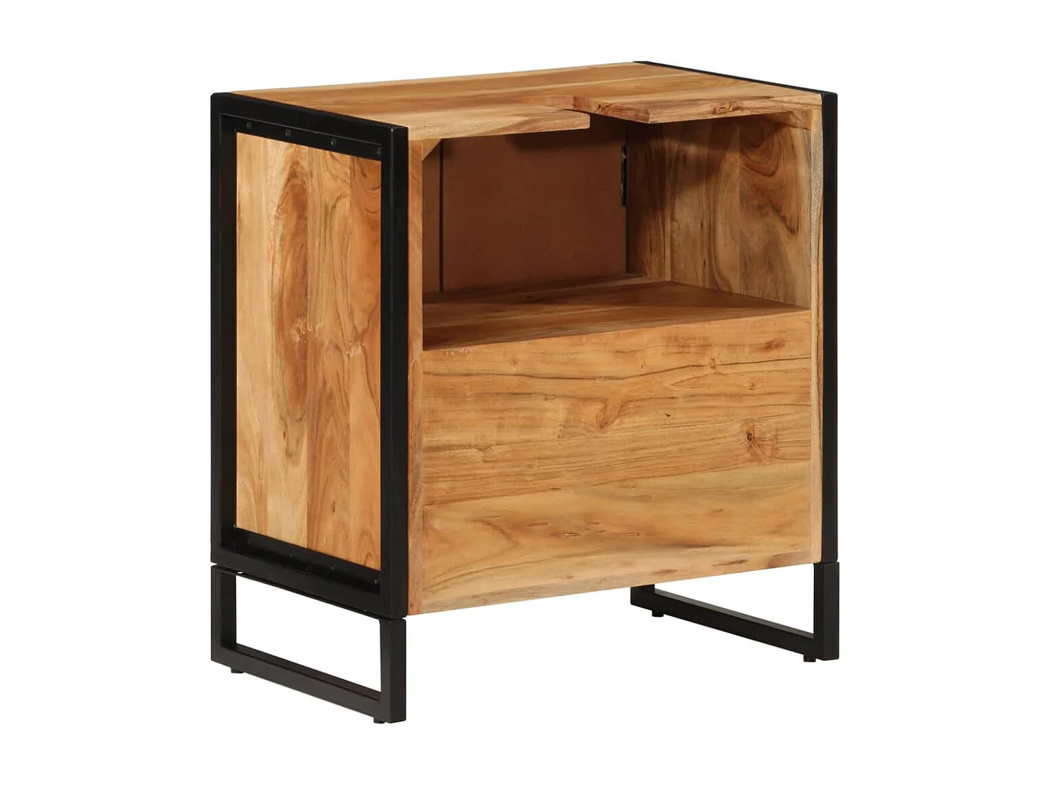 Armoire de salle de bain bois massif d'acacia et fer FR82251