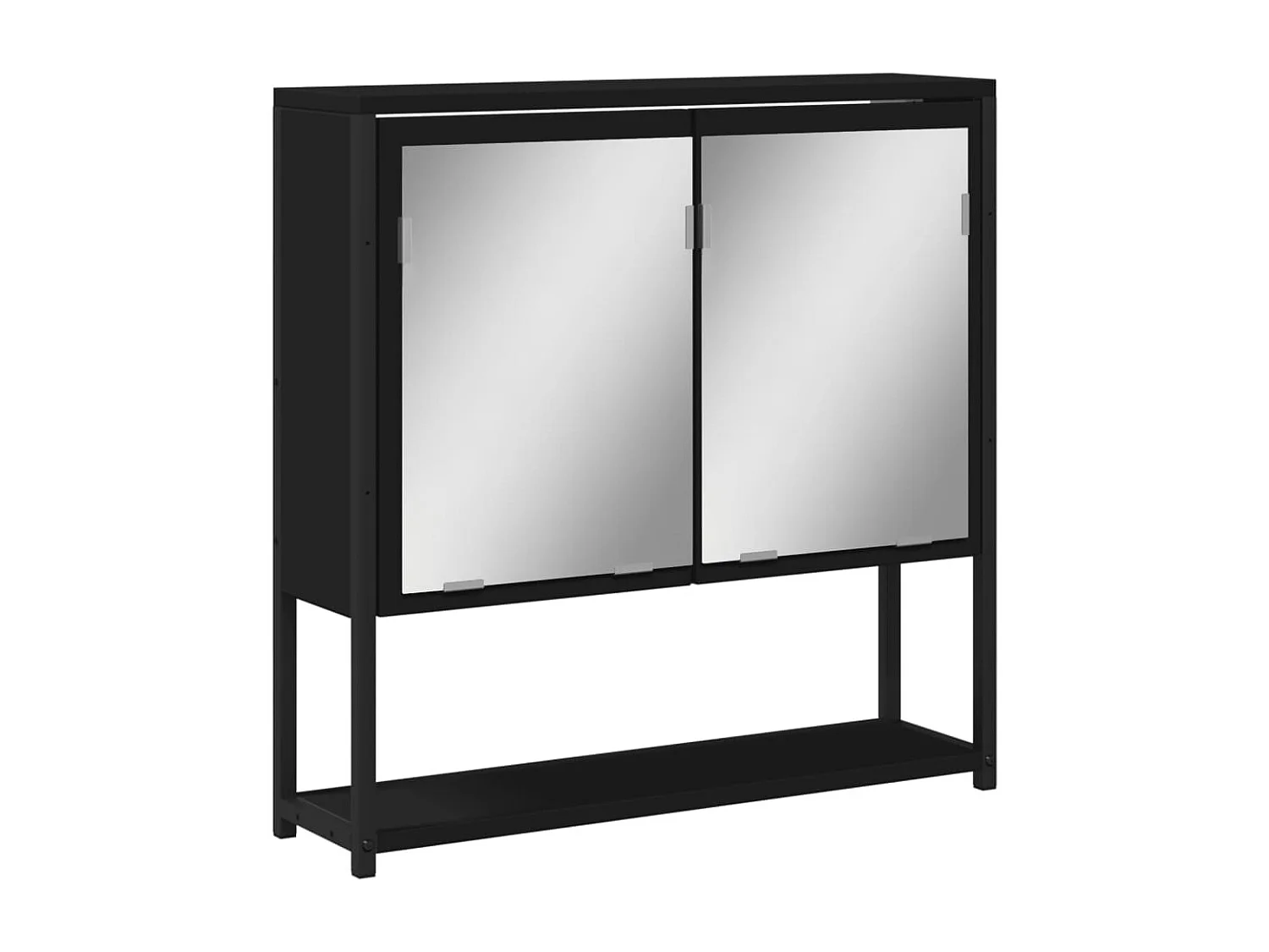 Armoire à miroir de salle de bain noir bois d'ingénierie FR24904