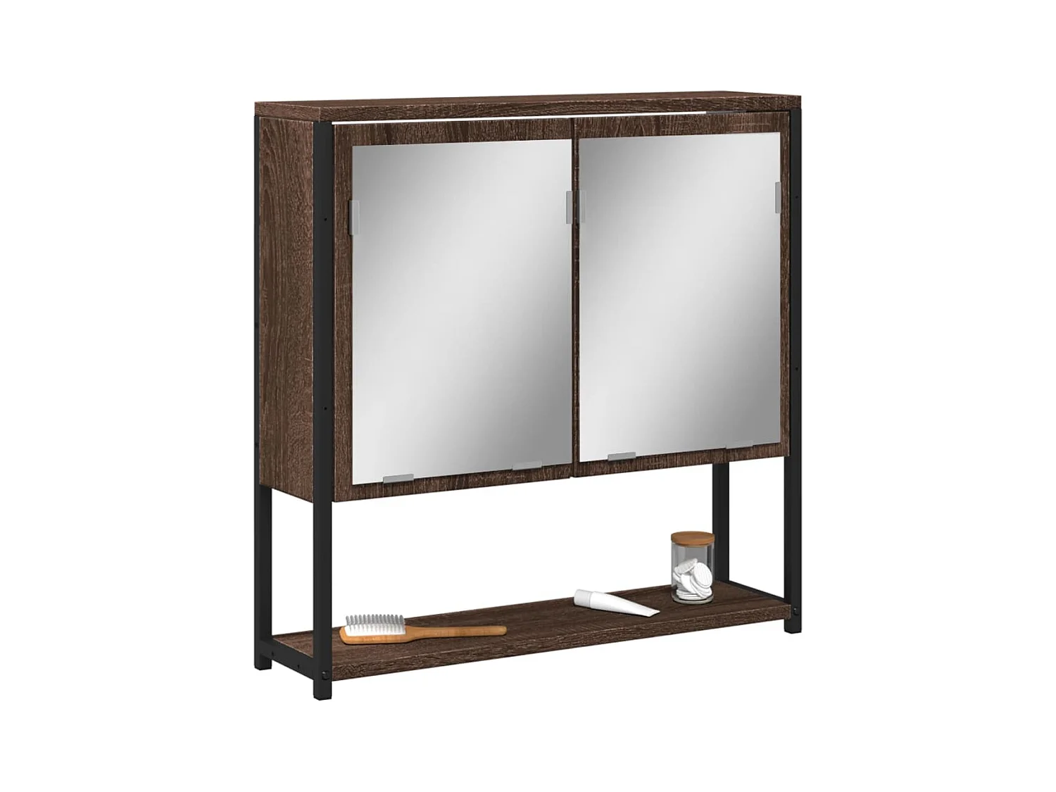 Armoire à miroir de salle de bain chêne marron bois ingénierie FR52909