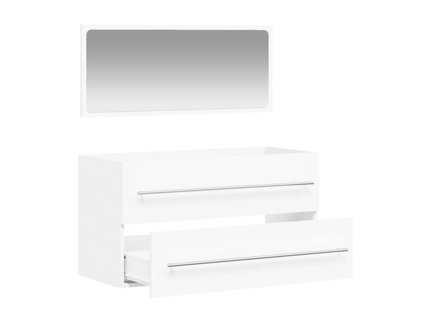 Badkamerkast met spiegel bewerkt hout wit BE812610