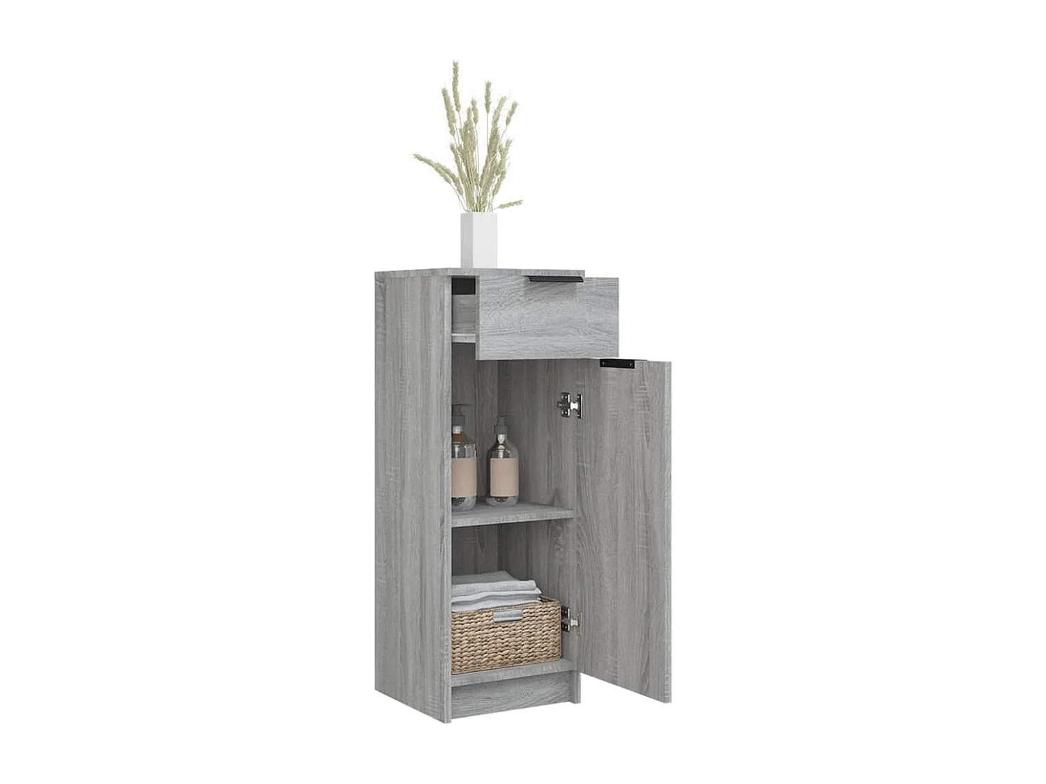 Armario de baño madera contrachapada gris Sonoma 32x34x90 cm ES546785