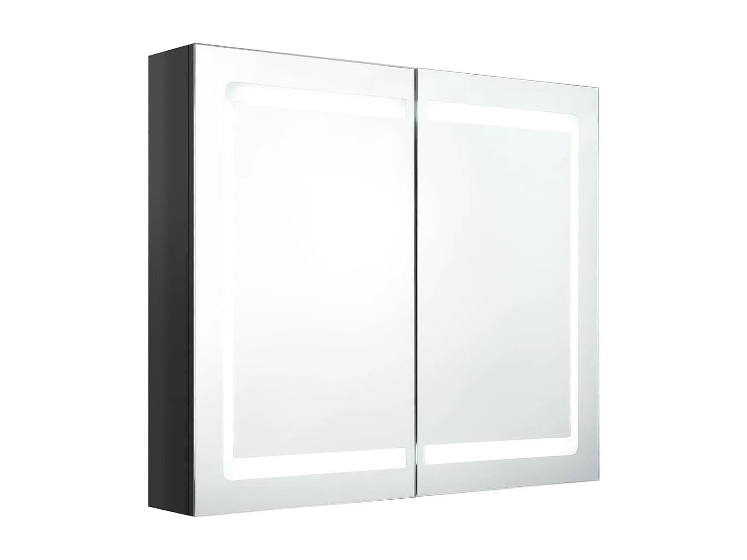Badkamerkast met spiegel en LED 80x12x68 cm glanzend zwart BE488407