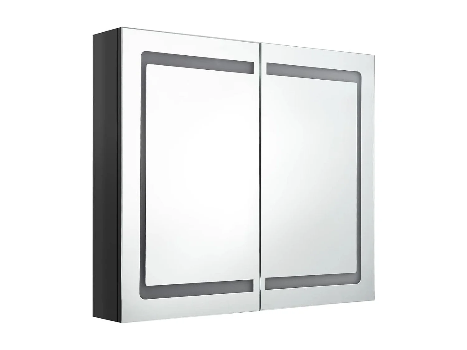Armoire de salle de bain à miroir LED noir brillant 80x12x68 cm FR17992