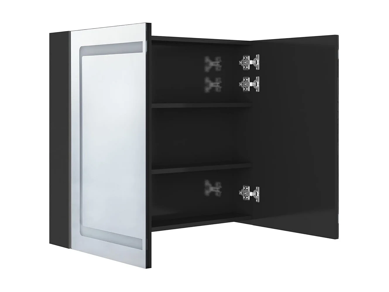 Armoire de salle de bain à miroir LED noir brillant 80x12x68 cm FR17992