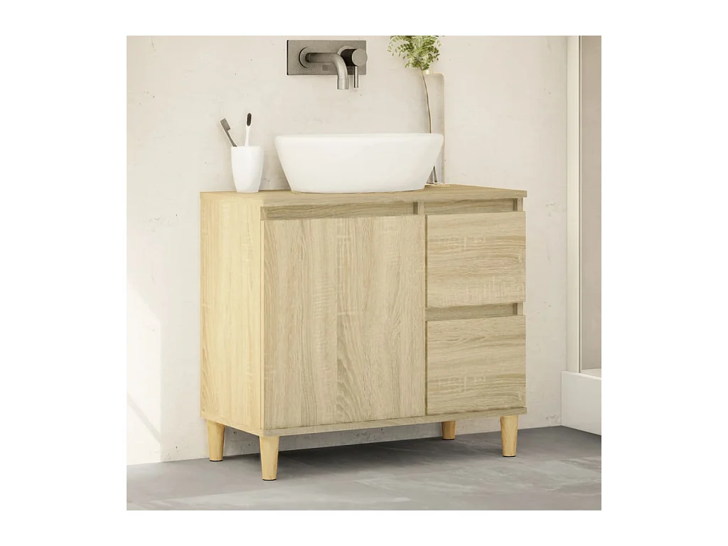 Armoire salle de bain chêne sonoma 65x33x60 cm FR20046