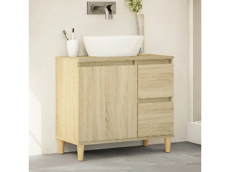 Badkamerkast 65x33x60 cm bewerkt hout sonoma eikenkleurig BE330323