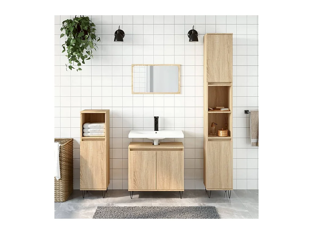Armoire de bain chêne sonoma 58x33x60 cm bois d'ingénierie FR71218