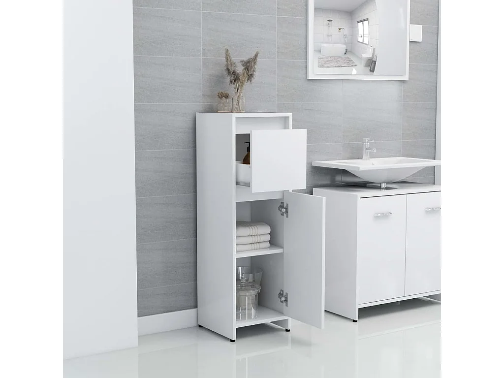 Armoire de salle de bain Blanc 30x30x95 cm Aggloméré FR28907