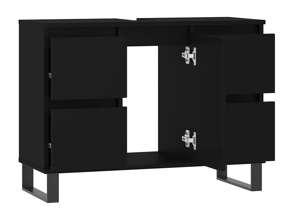 Armário de casa de banho 80x33x60 cm derivados de madeira preto PT846875