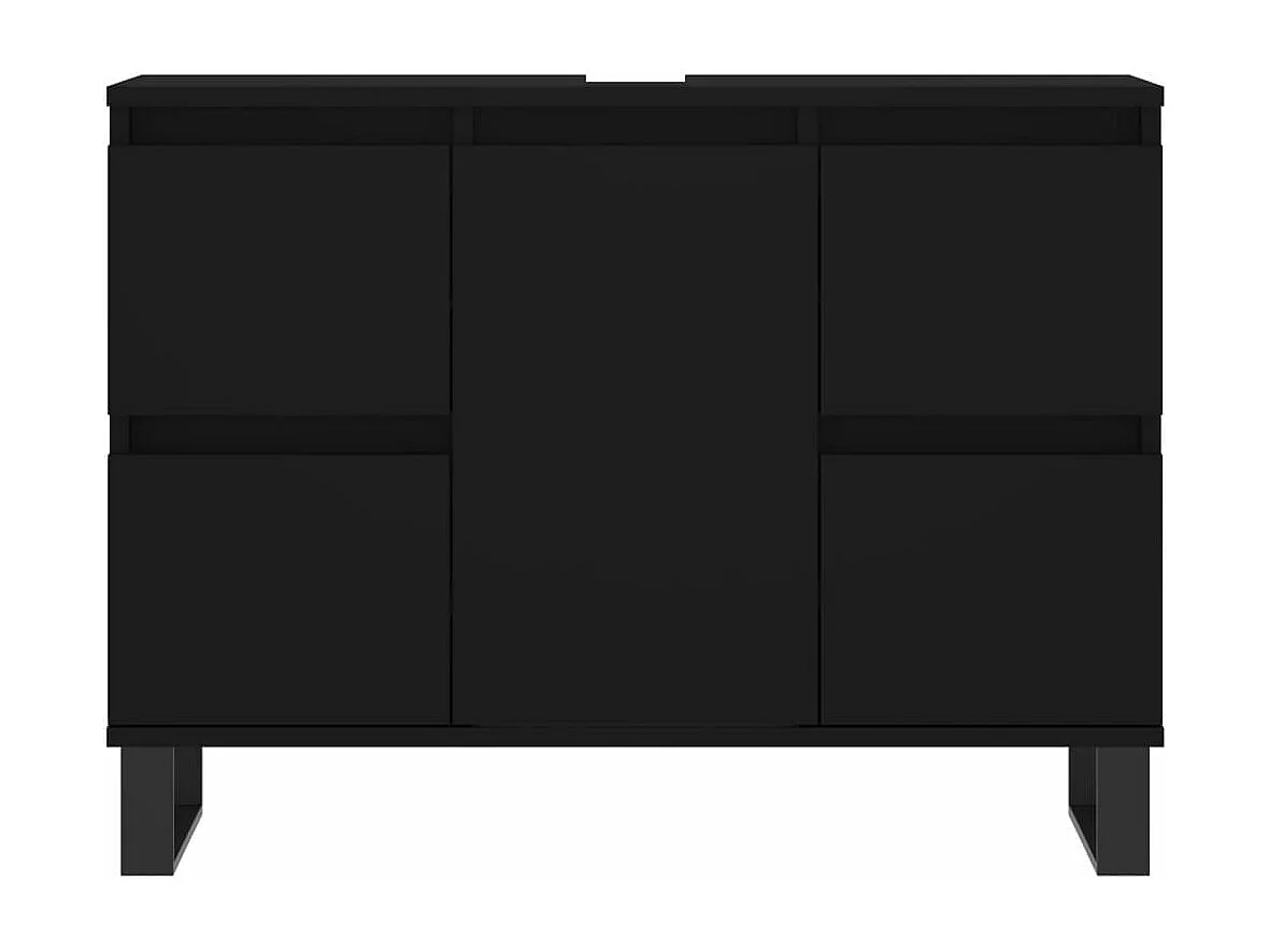 Armário de casa de banho 80x33x60 cm derivados de madeira preto PT846875