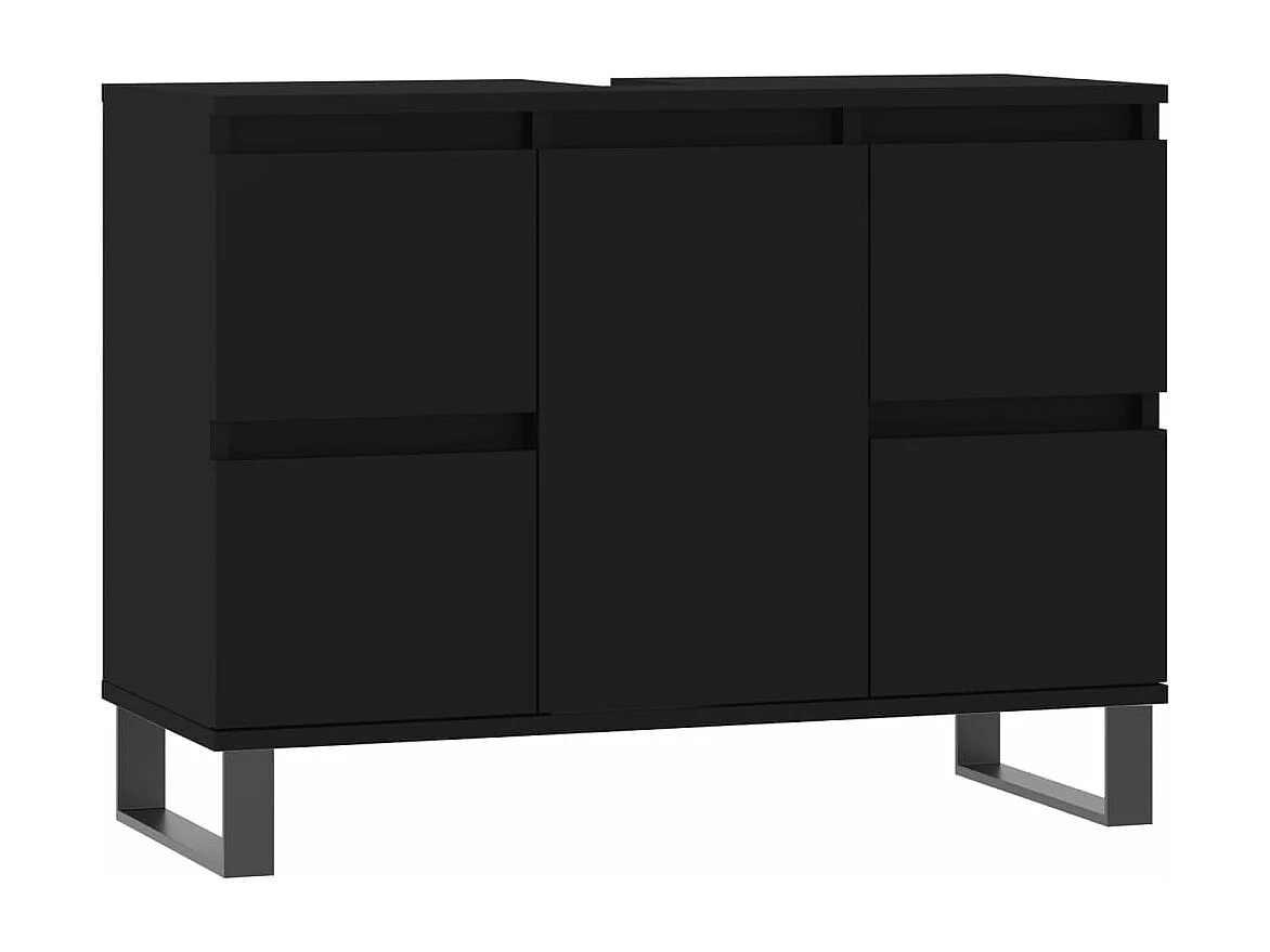 Armoire de salle de bain noir 80x33x60 cm bois d'ingénierie FR99101