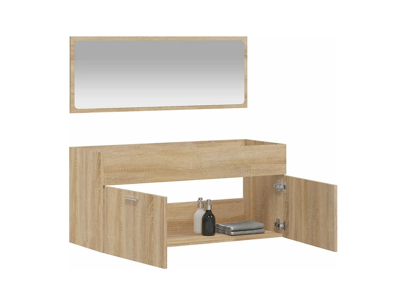 Armoire de bain avec miroir chêne sonoma bois d'ingénierie FR23217